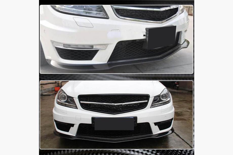Mercedes C klase W204 2007–2015 Priekšējā bufera lūpas uzlika Lip V2 (AMG 2012-2014, dry carbon) Foto 4