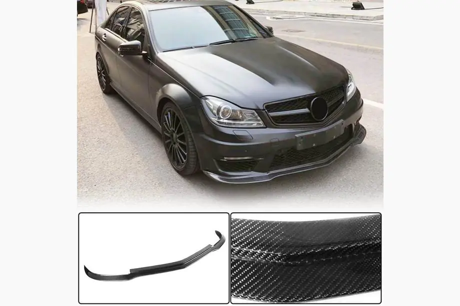 Mercedes C klase W204 2007–2015 Priekšējā bampera lūpa Lip V3 (AMG 2012-2014, oglekļa šķiedra) Image