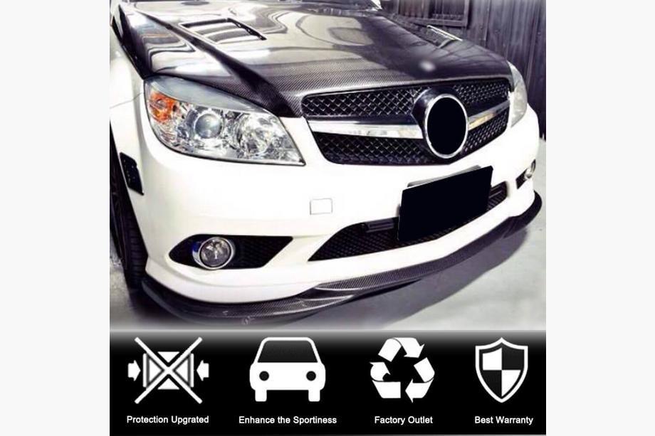 Mercedes C klase W204 2007–2015 Priekšējā bampera lūpas uzlika (AMG-Line 2008-2011, oglekļa šķiedra) Foto 2