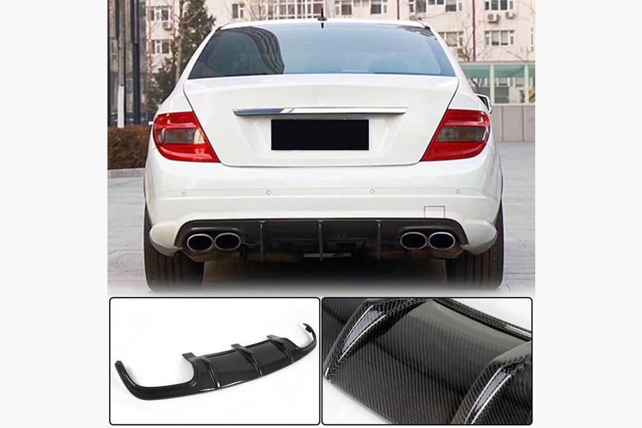 Mercedes C klase W204 2007–2015 Aizmugurējā bufera difuzors V3 (AMG SD 2008-2011, oglekļa šķiedra) Foto 1