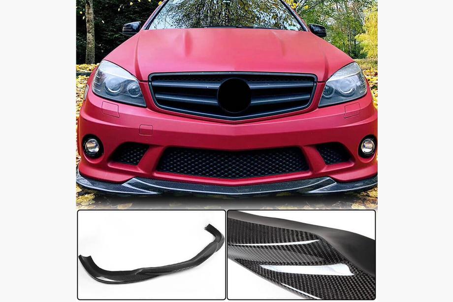 Mercedes C klase W204 2007–2015 Priekšējā bampera lūpa Lip V3 (AMG 2008-2011, oglekļa šķiedra) Foto 1