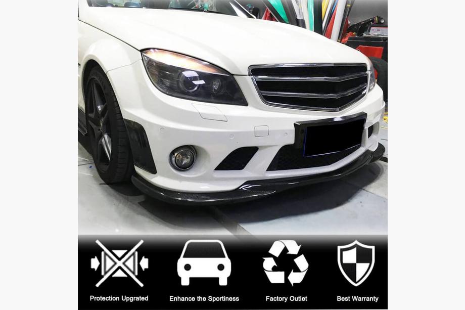 Mercedes C klase W204 2007–2015 Priekšējā bampera lūpa Lip V3 (AMG 2008-2011, oglekļa šķiedra) Foto 2