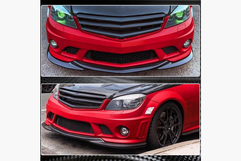 Mercedes C klase W204 2007–2015 Priekšējā bampera lūpa Lip V3 (AMG 2008-2011, oglekļa šķiedra) Foto 4