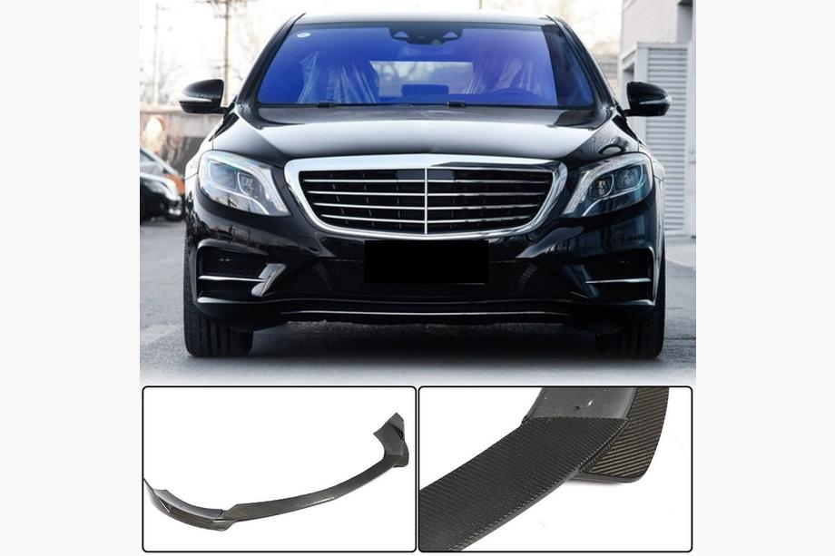 Mercedes S-class W222 2013–2022 Priekšējā bampera lip uzlika (AMG-Line 2014-2017, oglekļa šķiedra) Foto 1