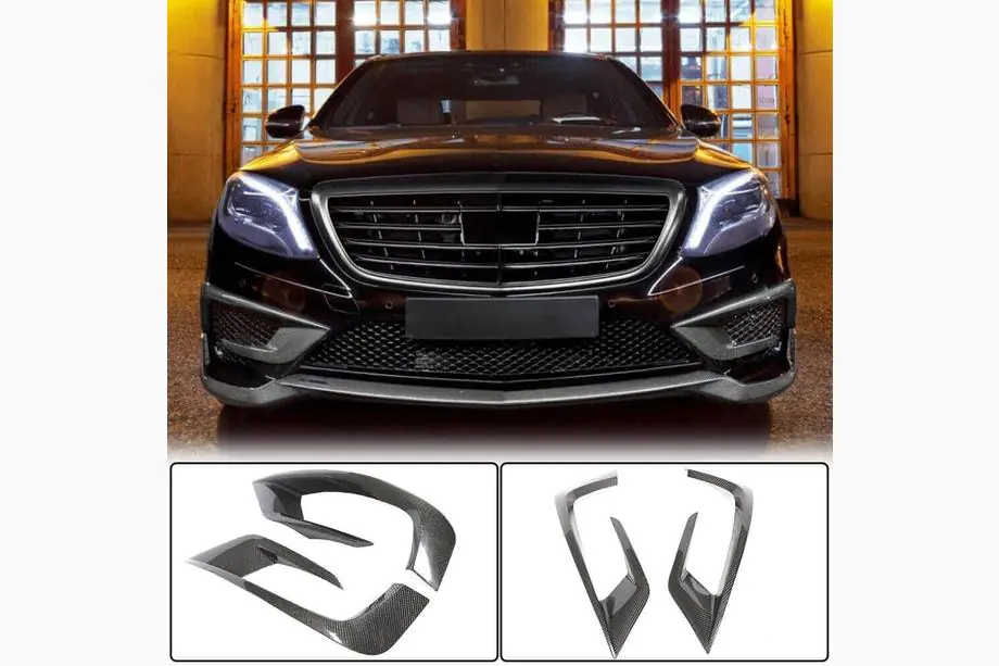 Mercedes S-class W222 2013–2022 Priekšējā bampera uzlikas V1 (S63 AMG 2014-2017, karbons) Image