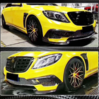 Mercedes S-class W222 2013–2022 Priekšējā bampera lūpa Lip (S63 AMG 2014-2017, oglekļa šķiedra) foto 4