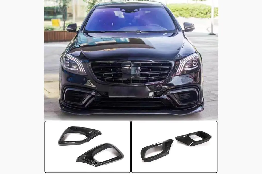 Mercedes S-class W222 2013–2022 Oglekļa šķiedras priekšējā bampera ieliktņi (AMG 2018-2021) Foto 1