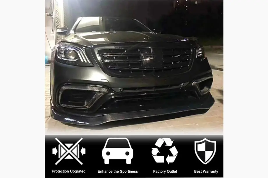 Mercedes S-class W222 2013–2022 Oglekļa šķiedras priekšējā bampera ieliktņi (AMG 2018-2021) Foto 3