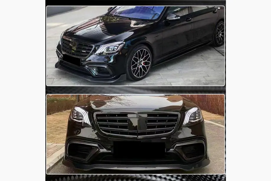 Mercedes S-class W222 2013–2022 Oglekļa šķiedras priekšējā bampera ieliktņi (AMG 2018-2021) Foto 5