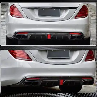 Aizmugurējā bampera difuzors ar izplūdes uzgaļiem (S63 AMG 2014-2017, oglekļa šķiedra) foto 4