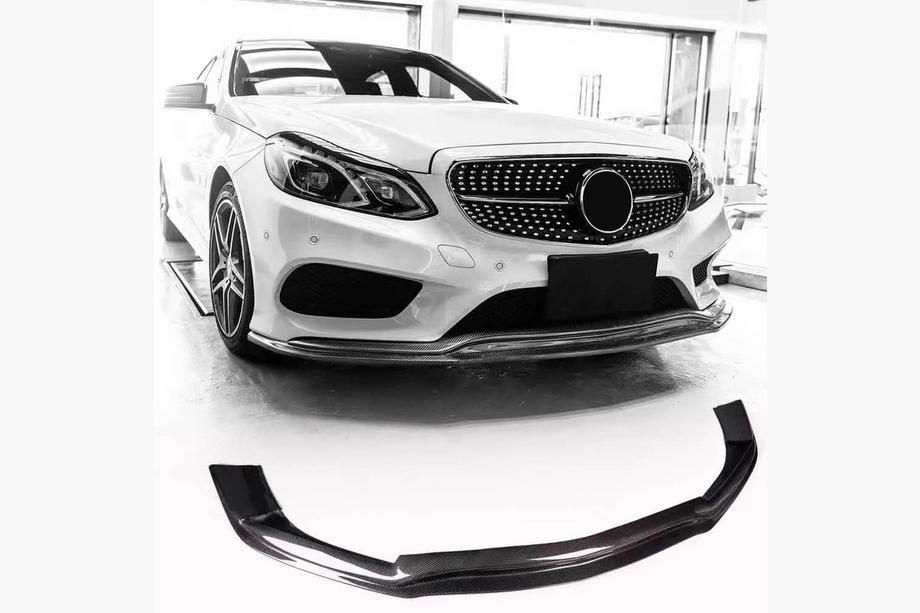 Mercedes E-class W212 2009–2016 Priekšējā bampera lūpas uzlika Lip V1 (AMG-Line 2013-2016, oglekļa šķiedra) Foto 1