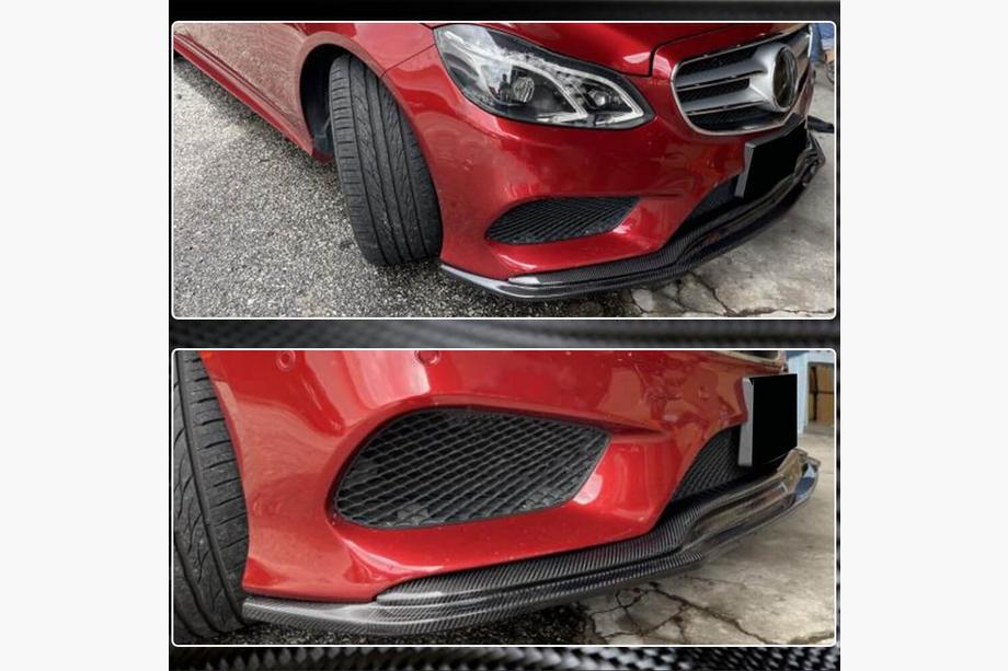 Mercedes E-class W212 2009–2016 Priekšējā bampera lūpas uzlika Lip V1 (AMG-Line 2013-2016, oglekļa šķiedra) Foto 3