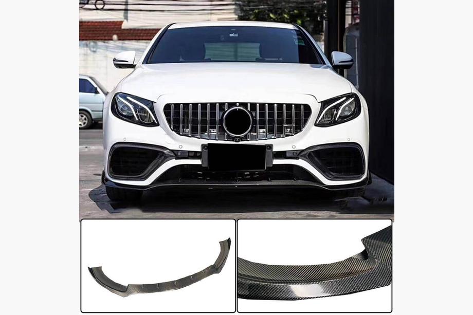 Mercedes E-klase W213 2016–2023 Priekšējā bampera lūpa Lip V1 (E63 AMG 2016-2019, oglekļa šķiedra) Image