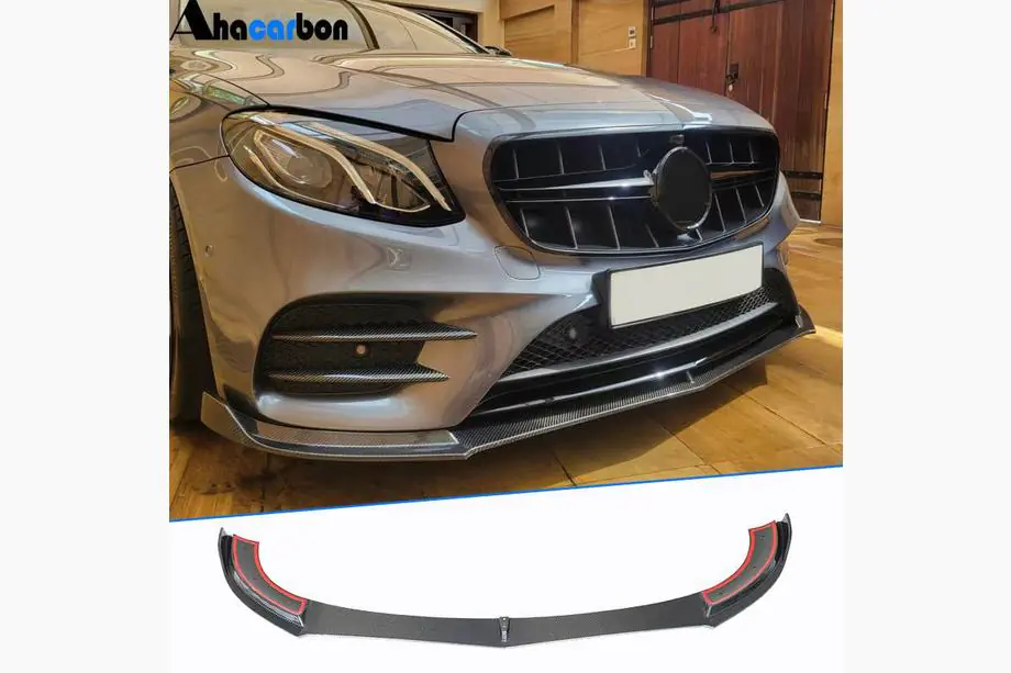 Mercedes E-klase W213 2016–2023 Priekšējā bufera lūpa Lip V1 (AMG-Line / E43 AMG 2016-2019, oglekļa šķiedra) Image