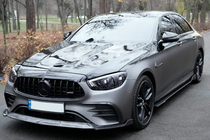 Mercedes E-klase W213 2016–2023 Priekšējā bufera lūpas uzlikas (AMG-Line 2020+, sausais karbons) foto 4