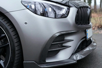Mercedes E-klase W213 2016–2023 Priekšējā bufera lūpas uzlikas (AMG-Line 2020+, sausais karbons) foto 1