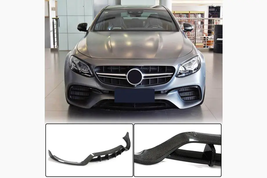 Mercedes E-klase W213 2016–2023 Priekšējā bampera lūpa Lip V2 (E63 AMG 2016-2019, oglekļa šķiedra) Image