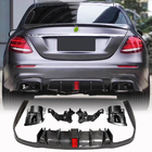 Mercedes E-klase W213 2016–2023 Aizmugurējā bufera difuzors ar izplūdes uzgaļiem V2 (AMG/AMG-Line 2016-2019, oglekļa šķiedra) foto 1