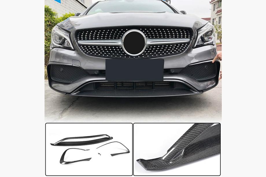 Mercedes CLA C117 2013–2019 Priekšējā bampera lūpas uzlika (AMG-Line SD 2017-2019, carbon) Image