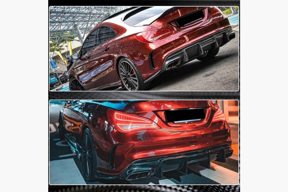 Mercedes CLA C117 2013–2019 Aizmugurējā bampera difuzors V1 (AMG-Line / CLA45 AMG, oglekļa šķiedra) Foto 5
