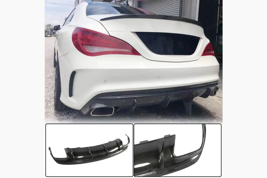 Mercedes CLA C117 2013–2019 Aizmugurējā bufera difuzors (AMG-Line / CLA45 AMG 2017-2019, karbons) Image