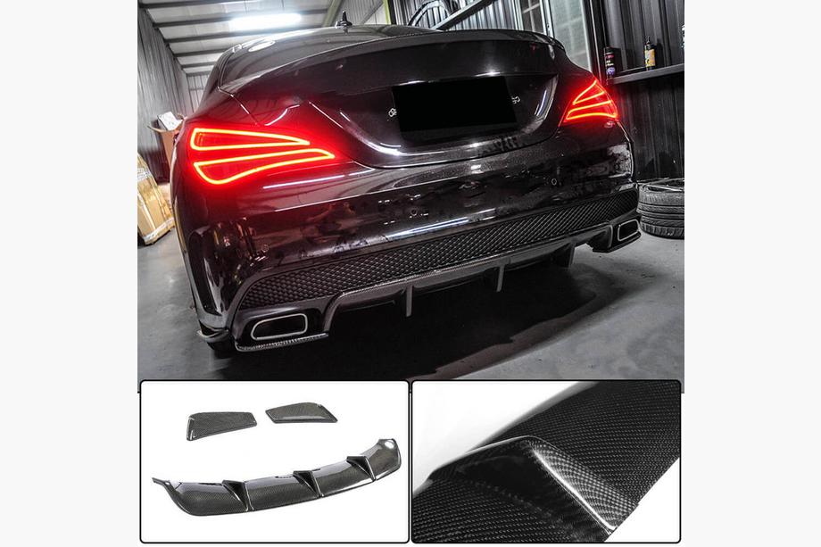 Mercedes CLA C117 2013–2019 Aizmugurējā bampera difuzors V2 (AMG-Line / CLA45 AMG 2013-2016, oglekļa šķiedra) Image