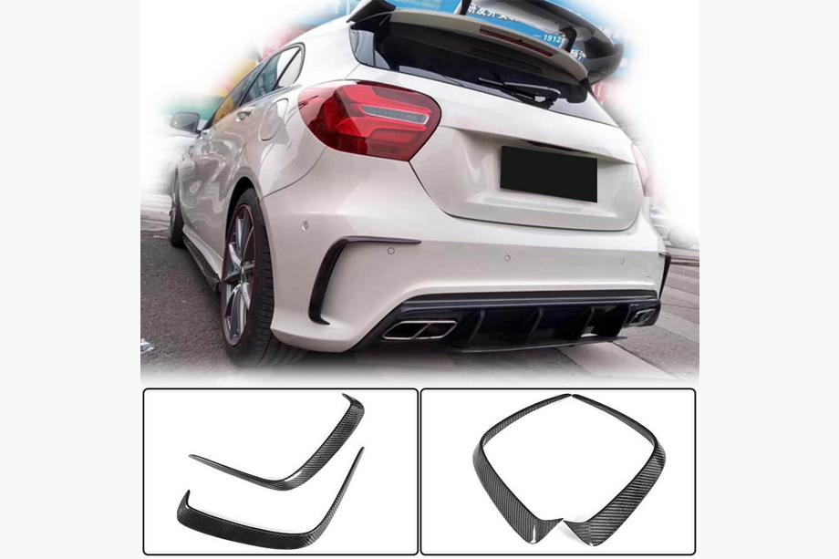 Mercedes A-class W176 2012–2018 Aizmugurējā bampera uzlikas (AMG-Line HB, karbons) Foto 1