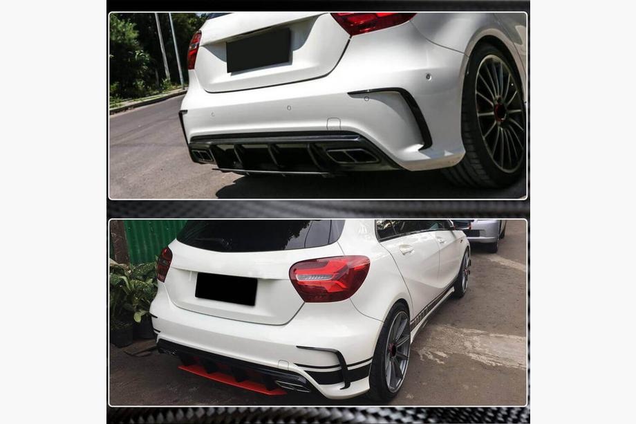 Mercedes A-class W176 2012–2018 Aizmugurējā bampera uzlikas (AMG-Line HB, karbons) Foto 3