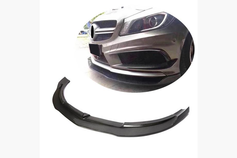 Mercedes A-class W176 2012–2018 Priekšējā bampera lūpas uzlika Lip V1 (priekš AMG-Line / A45 AMG HB 2013-2015, karbons) Foto 1