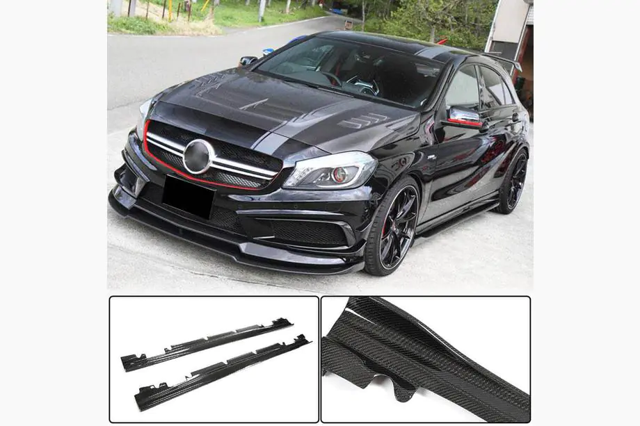 Mercedes A-class W176 2012–2018 Sānu sliekšņi V4 (Oglekļa šķiedra) Foto 1