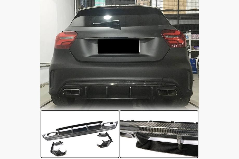 Mercedes A-class W176 2012–2018 Aizmugurējā bufera difuzors V1 (AMG-Line / A45 AMG HB) Foto 1