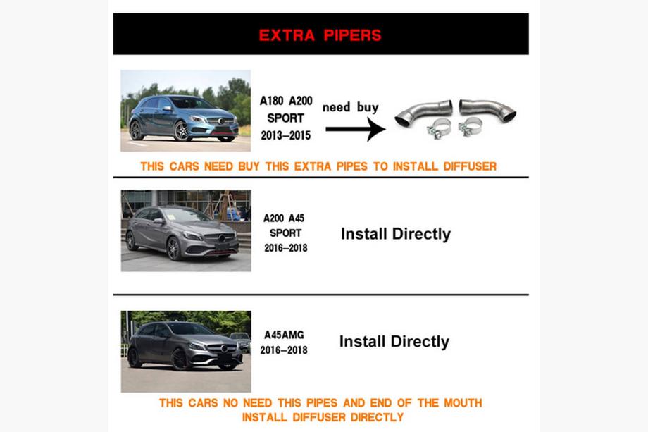 Mercedes A-class W176 2012–2018 Aizmugurējā bufera difuzors V1 (AMG-Line / A45 AMG HB) Foto 6