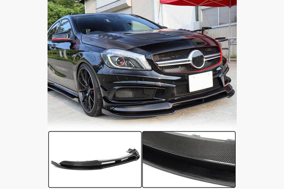 Mercedes A-class W176 2012–2018 Priekšējā bampera lūpa (lip) Lip V2 (AMG-Line / A45 AMG HB 2013-2015, oglekļa šķiedra) Image