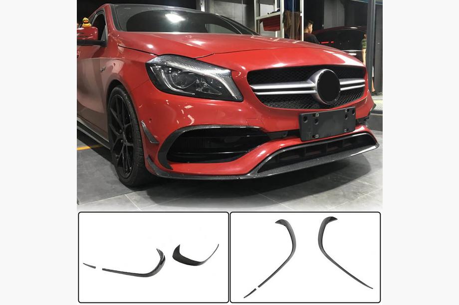 Mercedes A-class W176 2012–2018 Priekšējā bampera lūpa (AMG-Line / A45 AMG HB 2016-2018, karbons) Foto 6