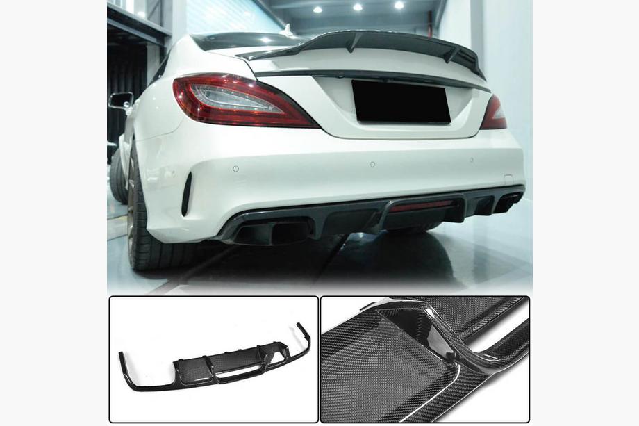 Mercedes CLS C218 2011–2018 Aizmugurējā bufera difuzors (Base/CLS63 AMG 2015-2018, karbons) Foto 2