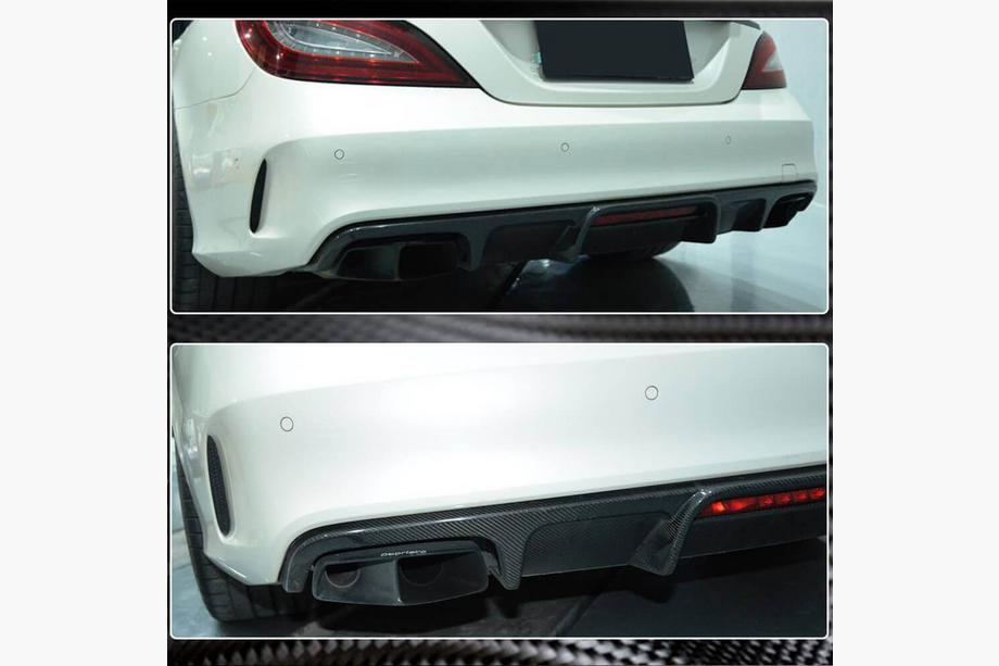 Mercedes CLS C218 2011–2018 Aizmugurējā bufera difuzors (Base/CLS63 AMG 2015-2018, karbons) Foto 3