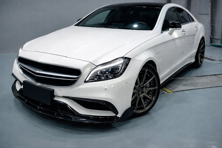 Mercedes CLS C218 2011–2018 Priekšējā bampera lūpa Lip V2 (CLS63 AMG SD 2015-2018, oglekļa šķiedra) Foto 3