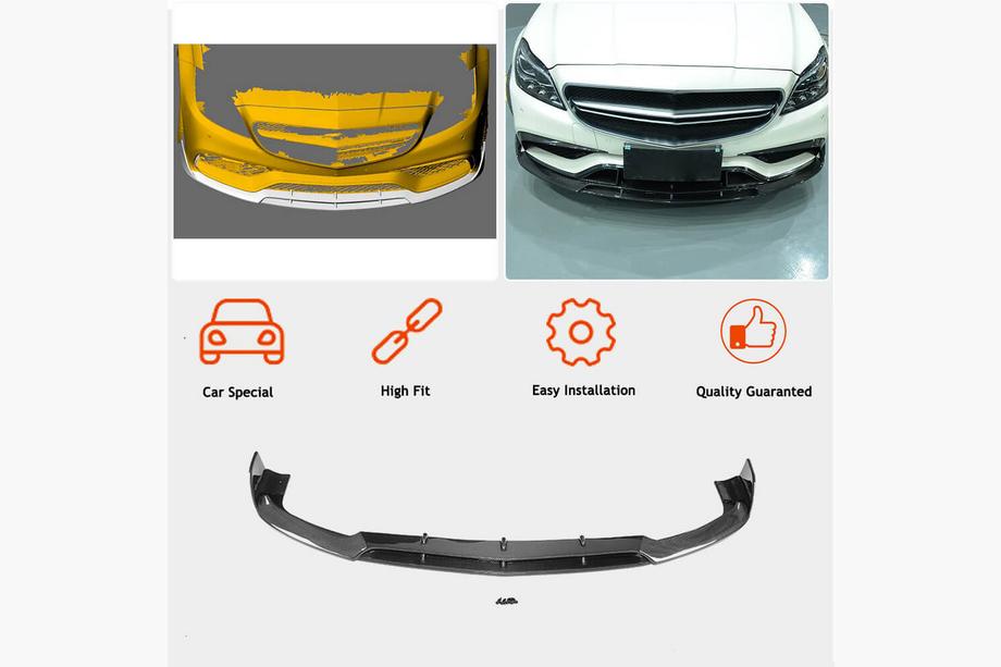 Mercedes CLS C218 2011–2018 Priekšējā bampera lūpa Lip V3 (CLS63 AMG SD 2015-2018, plastmasa) Foto 3
