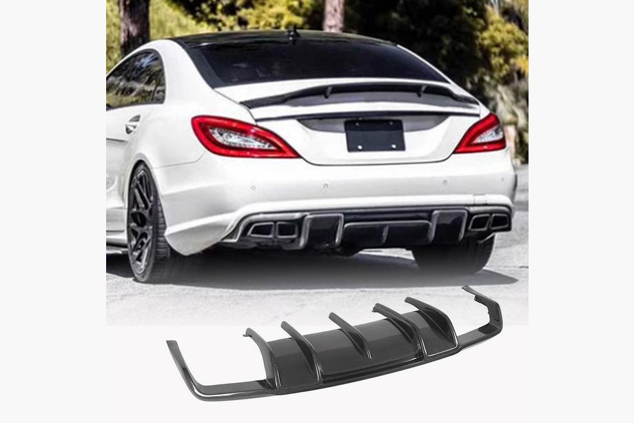 Mercedes CLS C218 2011–2018 Aizmugurējā bufera difuzors (AMG-Line/CLS63 AMG 2011-2014, oglekļa šķiedra) Image