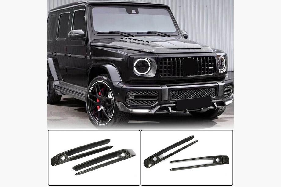 Mercedes G-Class W463 2018–2024 Oglekļa šķiedras miglas lukturu uzlikas (G63 AMG) Foto 1