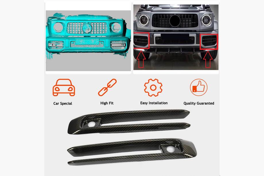 Mercedes G-Class W463 2018–2024 Oglekļa šķiedras miglas lukturu uzlikas (G63 AMG) Foto 2