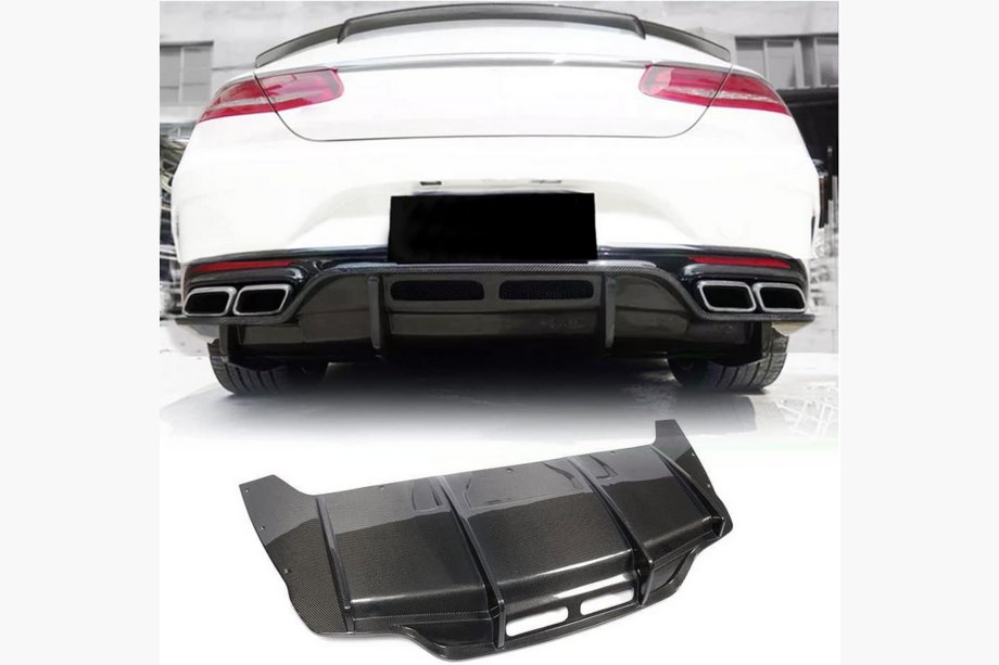 Mercedes S-class C217 Coupe 2014–2020 Aizmugurējā bampera difuzors (AMG-Line 2015-2018, Carbon) Foto 1