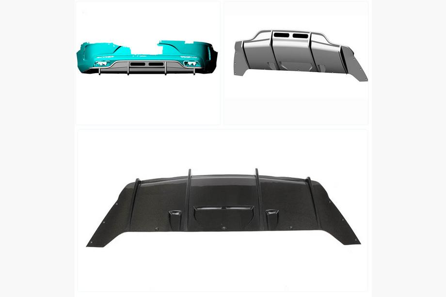 Mercedes S-class C217 Coupe 2014–2020 Aizmugurējā bampera difuzors (AMG-Line 2015-2018, Carbon) Foto 2