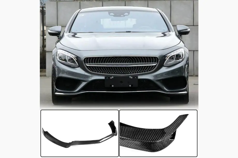 Mercedes S-class C217 Coupe 2014–2020 Priekšējā bampera lūpa Lip V1 (AMG-Line 2015-2018, oglekļa šķiedra) Foto 1