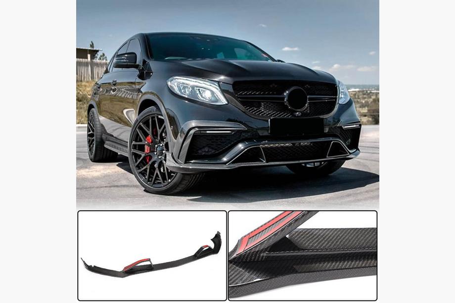 Mercedes GLE kupeja C292 2015–2019 Priekšējā bufera lūpas spoileris (GLE63 AMG, plastmasa) Foto 1