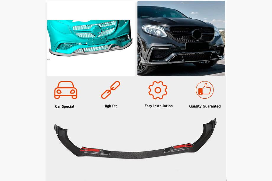 Mercedes GLE kupeja C292 2015–2019 Priekšējā bufera lūpas spoileris (GLE63 AMG, plastmasa) Foto 2