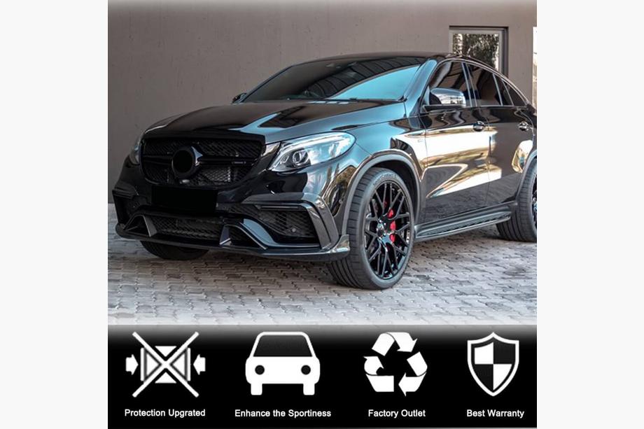 Mercedes GLE kupeja C292 2015–2019 Priekšējā bufera lūpas spoileris (GLE63 AMG, plastmasa) Foto 3