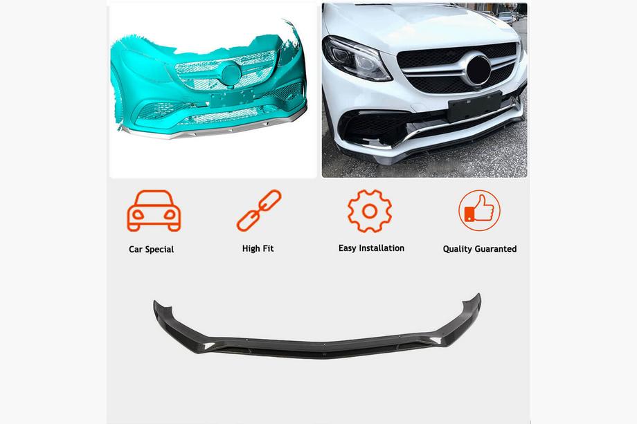 Mercedes GLE kupeja C292 2015–2019 Priekšējā bufera lūpas spoileris (GLE63 AMG, plastmasa) Foto 2