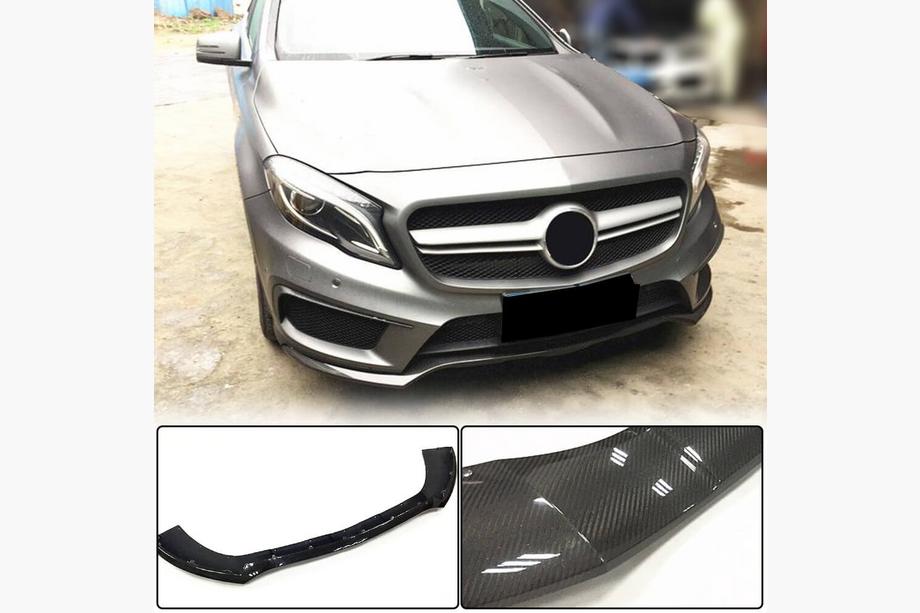Mercedes GLA X156 2014–2019 Priekšējā bampera lūpas uzlika Lip (GLA45 AMG 2013-2016, oglekļa šķiedra) Foto 1