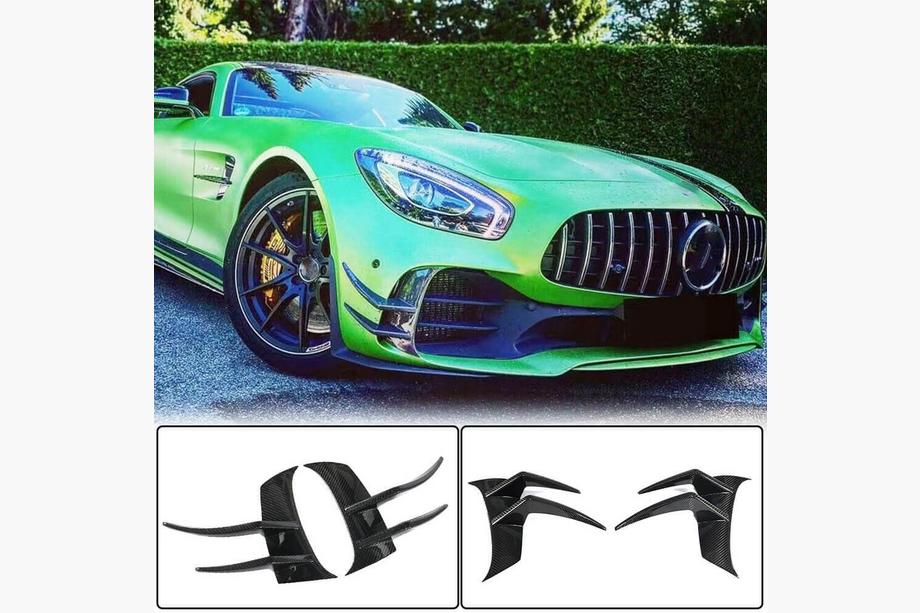 Mercedes AMG GT C190/R190 2014–2022 V2 priekšējā bampera uzlikas (GT R 2016-2019, sausais oglekļa šķiedras kompozīts) Image